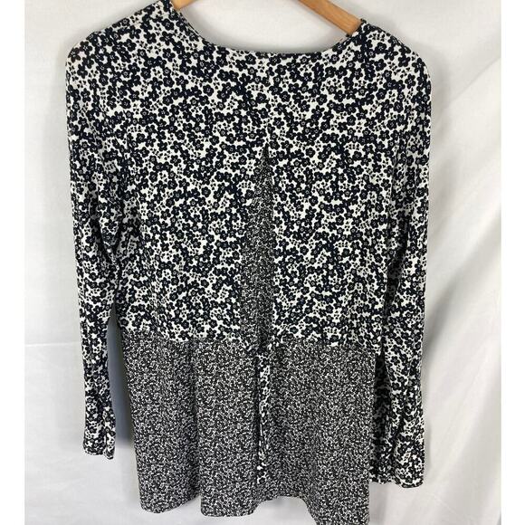 J Jill Wearever Floral Tie Back Long Sleeve Blouse Size Medium - Picture 7 of 8